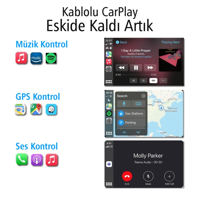 WİRELESS KABLOSUZ APPLE İPHONE CARPLAY EKRAN YANSITMA (VERSİYON 4.0) (4434)