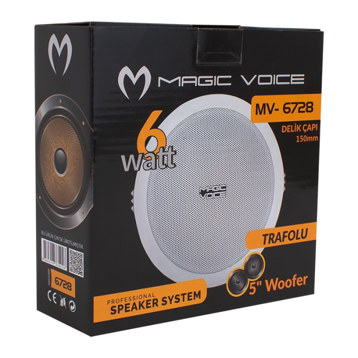 MAGICVOICE MV-6728  5 13 CM 8 OHM 6W BEYAZ ALÇIPAN HOPARLÖR TRAFOLU (4434)