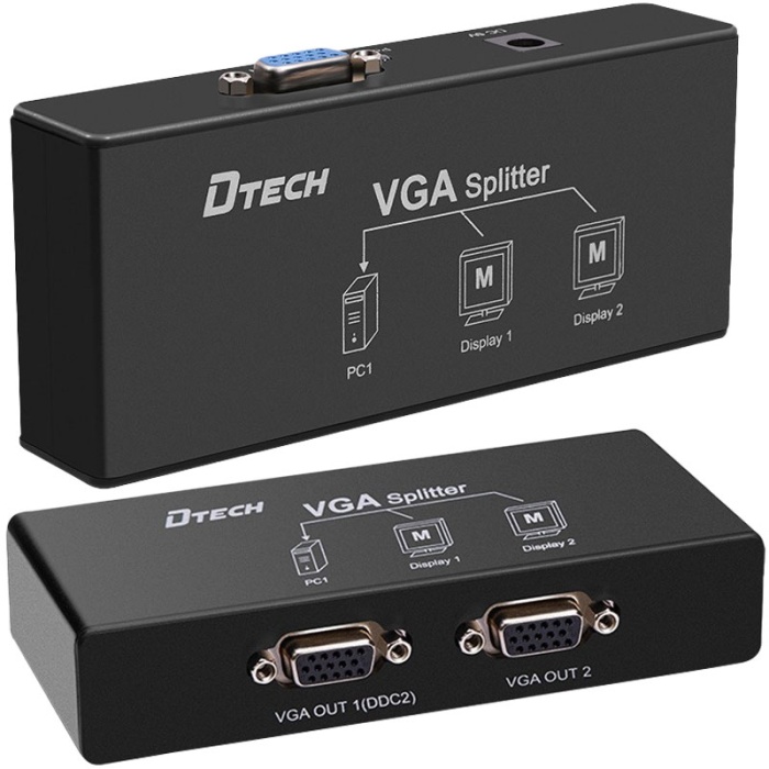 2 PORT VGA SPLITTER DAĞITICI PLASTİK KASA (250MHZ - 1920X1080) DF-2502 (4434)