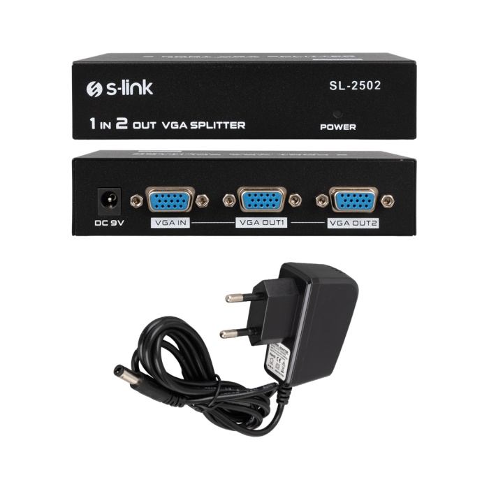 2 PORT VGA SPLITTER DAĞITICI 250MHZ - 1920X1080 SL-2502 (4434)