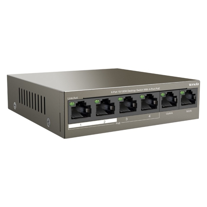 TENDA TEF1106P 2X UPLINK + 4 PORT POE ETHERNET SWITCH 63 WATT (4434)