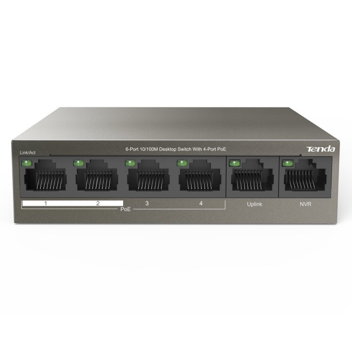 TENDA TEF1106P 2X UPLINK + 4 PORT POE ETHERNET SWITCH 63 WATT (4434)