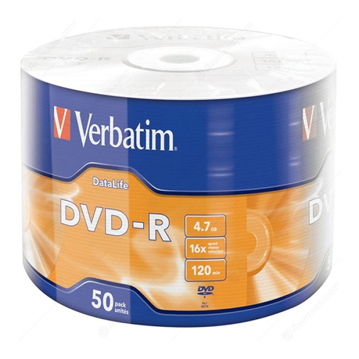 VERBATİM DVD-R 4.7GB 16X 120DK 50Lİ PAKET FİYAT (4434)