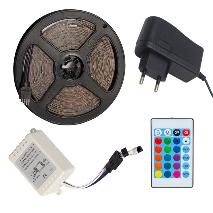 OM-7 SİLİKONLU 5 METRE RGB ŞERİT LED ANİMASYON DEVRELİ + ADAPTÖR SET (4434)