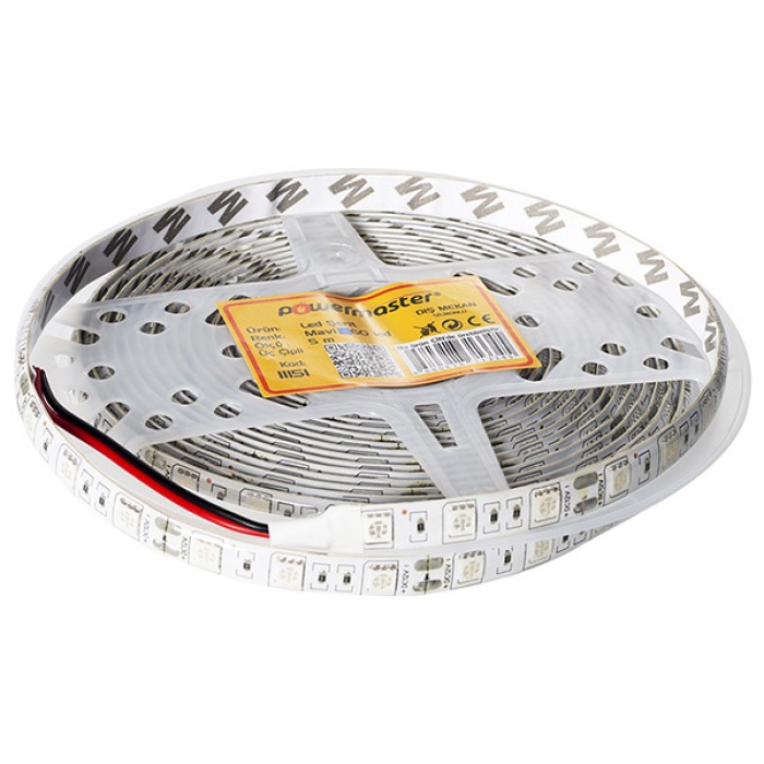 LED ŞERİT 3 ÇİPLİ MAVİ DIŞ MEKAN SİLİKONLU 60 LED 5 METRE FİYATI  (5050) (4434)