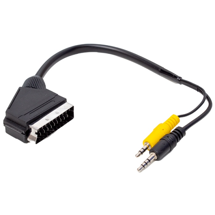 UYDU ALICISI AV KABLO 3.5 MM STEREO ERKEK/SCART KABLO 35 CM UZUN VE KISA JACK BİR ARADA (4434)