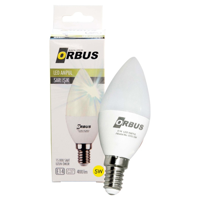 ORBUS ORB-5WS C37 5 WATT E14 400 LMN SARI TASARRUFLU AMPÜL (4434)