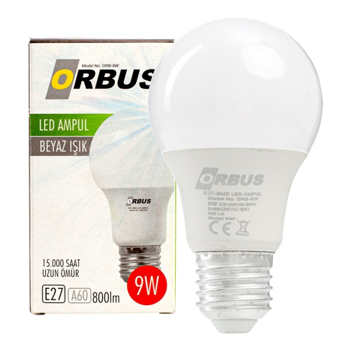 ORBUS ORB-9W E27 9 WATT 800 LÜMEN BEYAZ LED AMPÜL (4434)