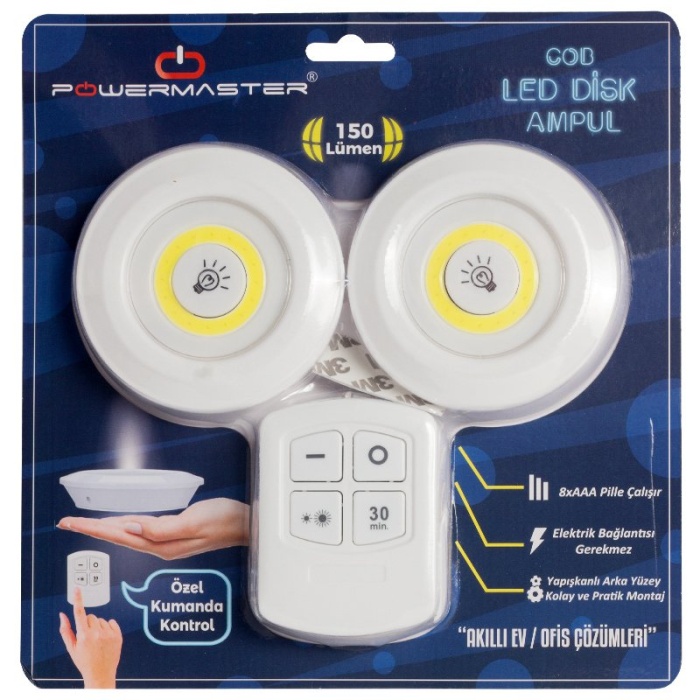 BEYAZ 150 LÜMEN COB LED YUVARLAK ÇİFT AMPÜL KUMANDALI (4434)