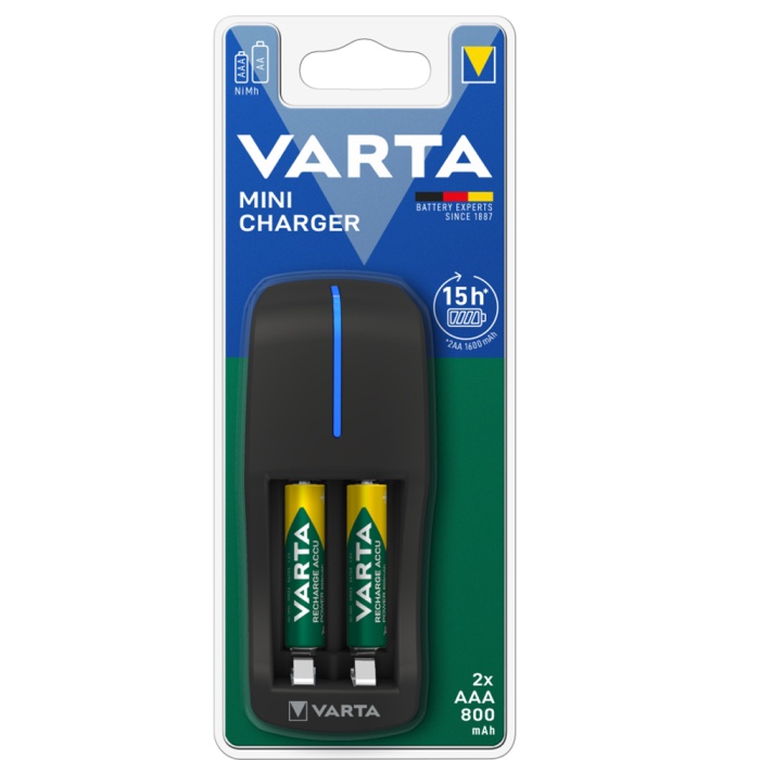 VARTA 57646 MİNİ CHARGER PİL ŞARJ CİHAZI + 2 ADET 800MAH AAA ŞARJ EDİLEBİLİR PİL (4434)