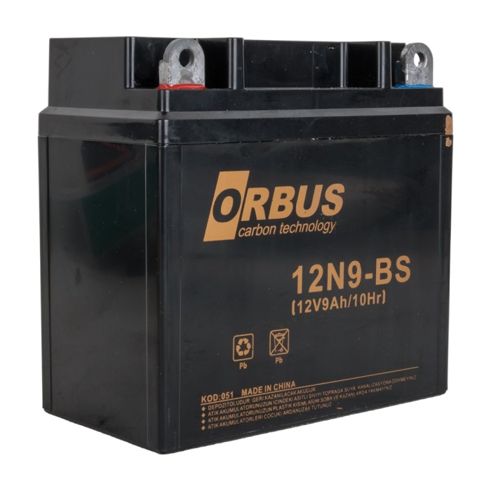 ORBUS 12N9-BS 12 V 9 AH ASİT İÇİNDE KARBON MOTOSİKLET AKÜSÜ (4434)