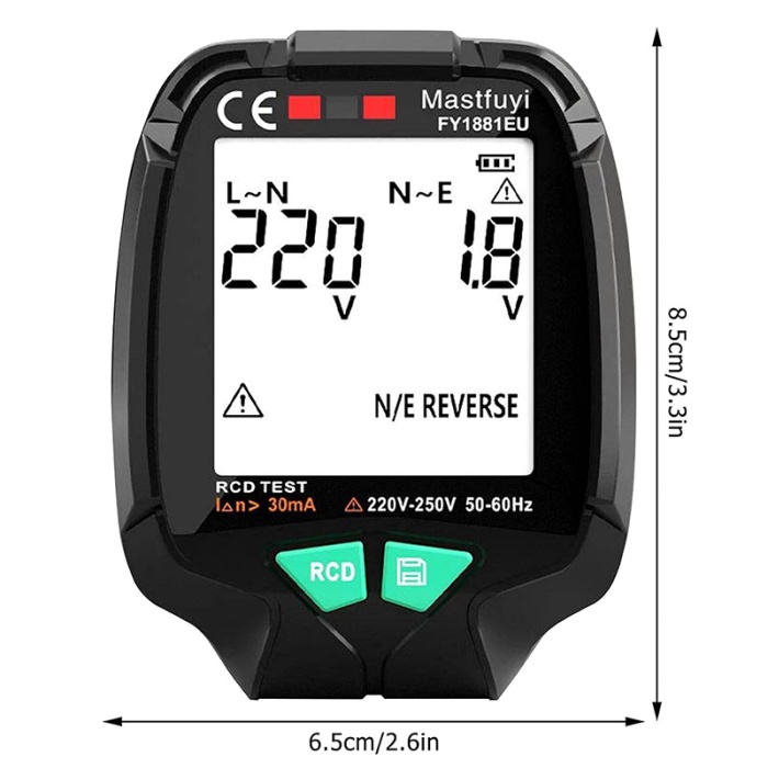 SİYAH (30V - 250V) TAM EKRAN SOKET TEST CİHAZI (4434)