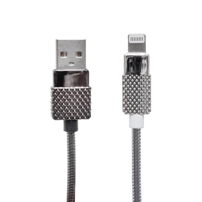 METAL YAYLI IPHONE LIGHTNING USB DATA VE ŞARJ KABLOSU 1 METRE (4434)