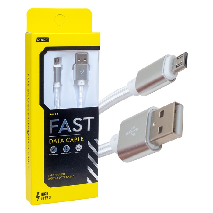 METAL ÖRGÜLÜ MICRO USB ŞARJ VE DATA KABLOSU (4434)