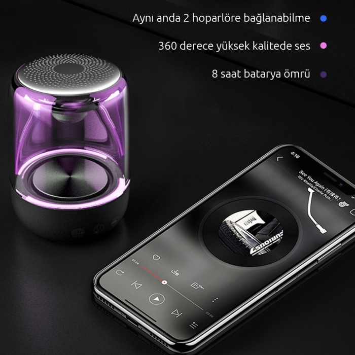 600 MAH TAŞINABİLİR RGB MİKROFONLU AUX/TF/BLUETOOTH 3 WATT HOPARLÖR SPEAKER (4434)