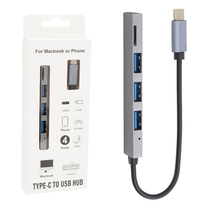 TYPE-C HUB 3x USB 3.0 SD/TF HAFIZA KART OKUYUCU DOCK STATION (MACBOOK - PC - PLAYSTATİON - XBOX) (4434)