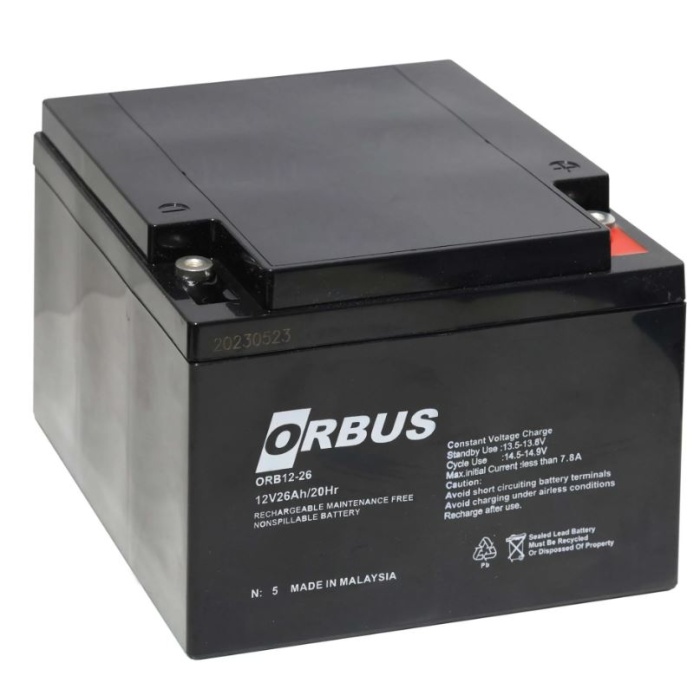 ORBUS ORB12-26 12V 26 AH KURU AKÜ (176 X 166 X 125MM) (8KG) (4434)