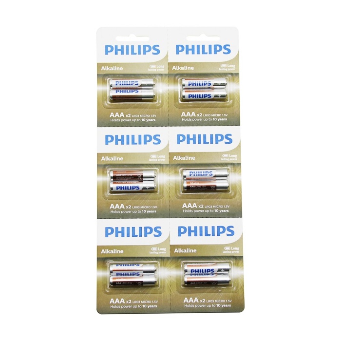 PHILIPS  ALKALİNE İNCE - AAA - 1.5V  PİL  12PCS= 2Lİ X 6 (4434)