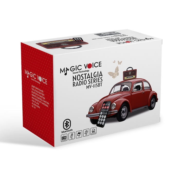 MAGICVOICE MV-115BT USB/SD/FM/BLUETOOTH DESTEKLİ NOSTALJİK RADYO (4434)