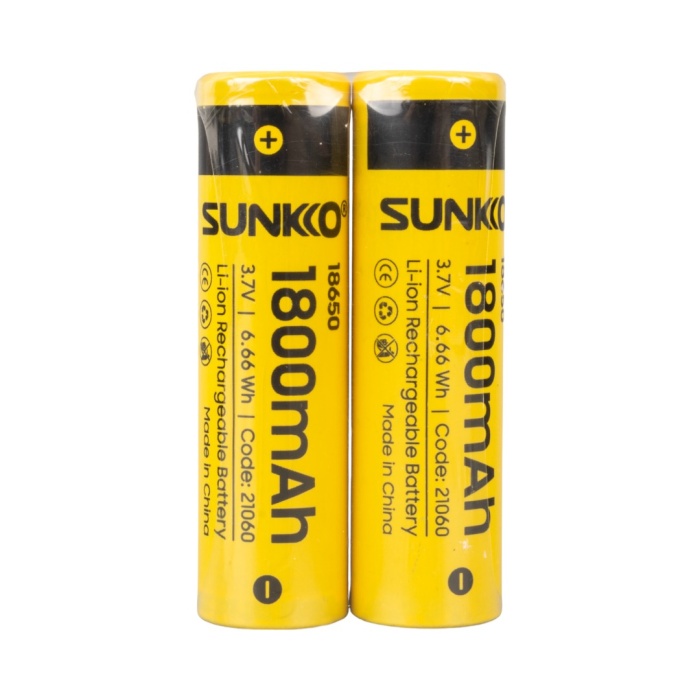 SUNKKO 3.7 VOLT 1800 MAH 18650 ŞARJ EDİLEBİLİR PİL (2Lİ PAKET) (4434)