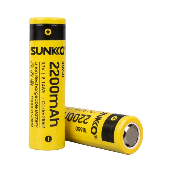 SUNKKO 3.7 VOLT 2200 MAH 18650 ŞARJ EDİLEBİLİR PİL (2Lİ PAKET) (4434)