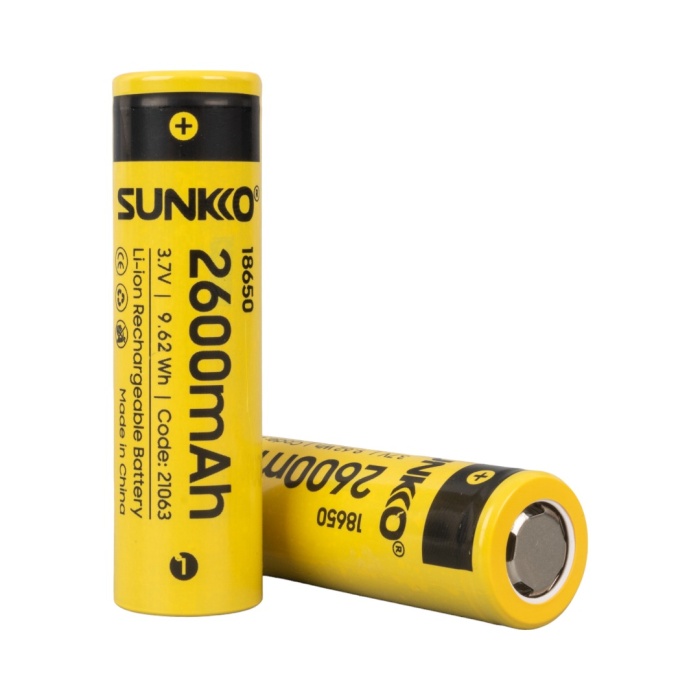 SUNKKO 3.7 VOLT 2600 MAH 18650 ŞARJ EDİLEBİLİR PİL (2Lİ PAKET) (4434)