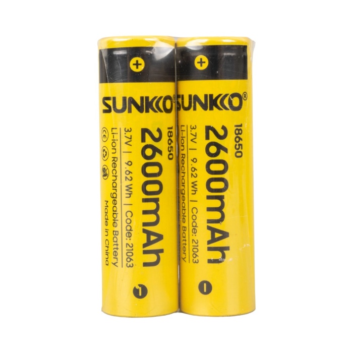 SUNKKO 3.7 VOLT 2600 MAH 18650 ŞARJ EDİLEBİLİR PİL (2Lİ PAKET) (4434)