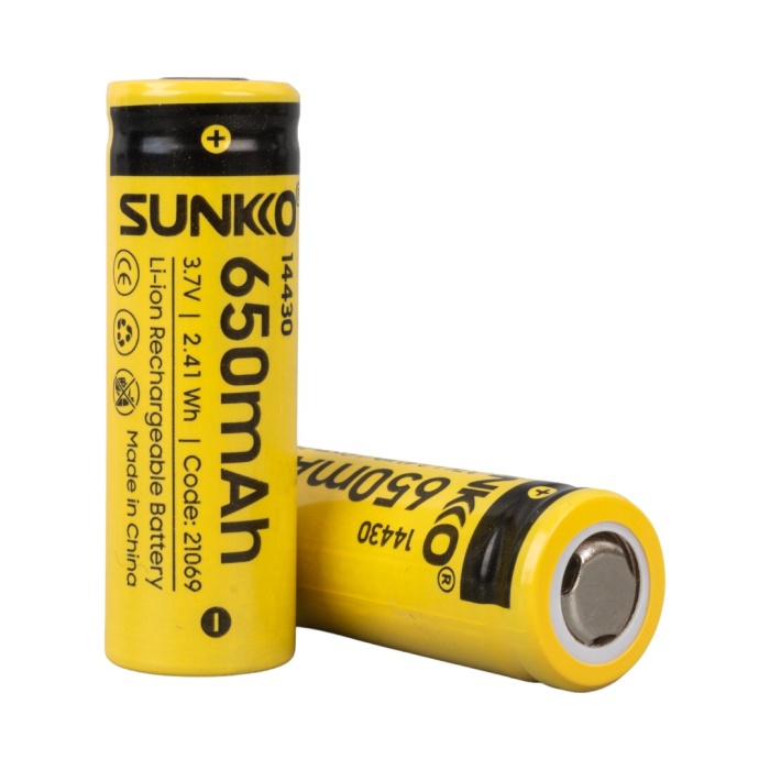 SUNKKO 3.7 VOLT 650 MAH 14430 ŞARJ EDİLEBİLİR PİL (2Lİ PAKET) (4434)