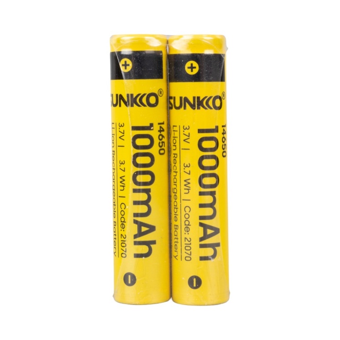 SUNKKO 3.7 VOLT 1000 MAH 14650 ŞARJ EDİLEBİLİR PİL (2Lİ PAKET) (4434)