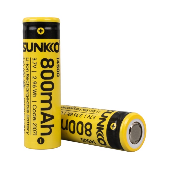 SUNKKO 3.7 VOLT 800 MAH 14500 ŞARJ EDİLEBİLİR PİL (2Lİ PAKET) (4434)