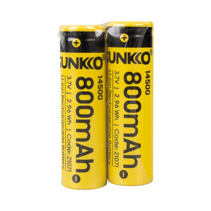 SUNKKO 3.7 VOLT 800 MAH 14500 ŞARJ EDİLEBİLİR PİL (2Lİ PAKET) (4434)