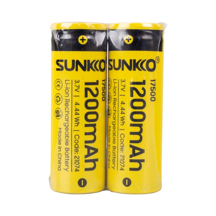 SUNKKO 3.7 VOLT 1200 MAH 17500 ŞARJ EDİLEBİLİR PİL (2Lİ PAKET) (4434)