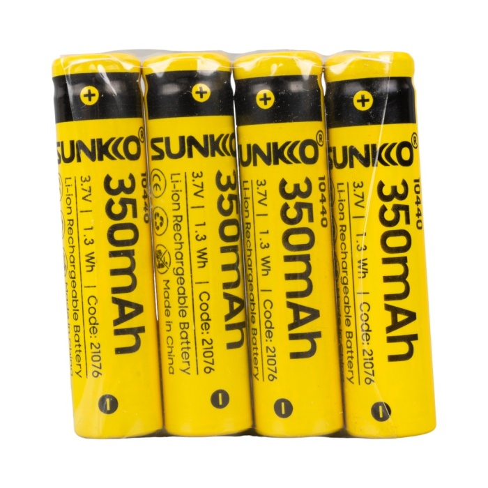 SUNKKO 3.7 VOLT 350 MAH 10440 ŞARJ EDİLEBİLİR PİL (4LÜ PAKET) (4434)