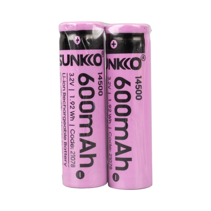 SUNKKO IFR 3.2 VOLT 600 MAH 14500 ŞARJ EDİLEBİLİR PİL (2Lİ PAKET) (4434)