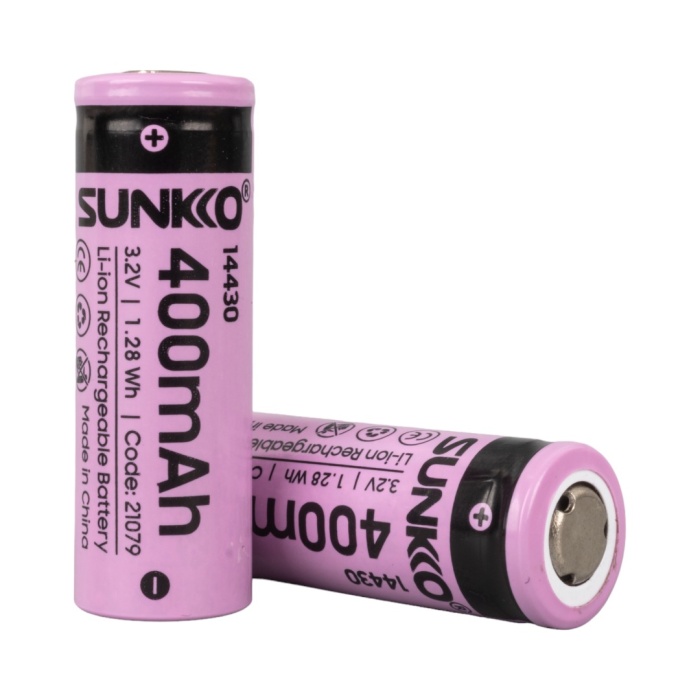 SUNKKO IFR 3.2 VOLT 400 MAH 14430 ŞARJ EDİLEBİLİR PİL (2Lİ PAKET) (4434)