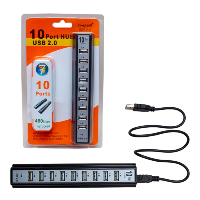 USB 2.0 10 PORT ADAPTÖRLÜ USB HUB ÇOKLAYICI (4434)