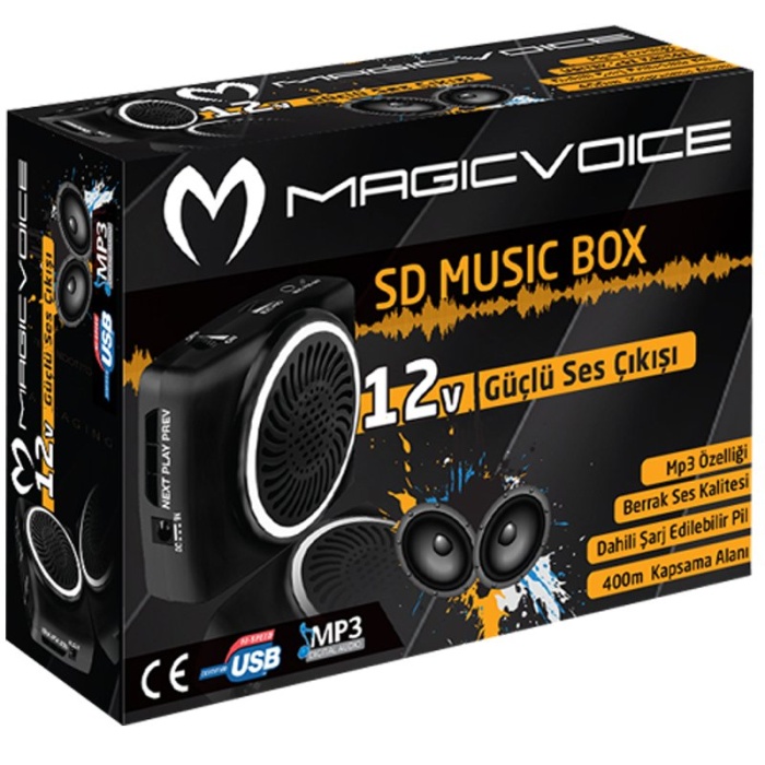 MAGICVOICE MV-17450 USB+SD KART GİRİŞLİ ŞARJLI MİNİ SEYYAR REHBER ANFİSİ (4434)