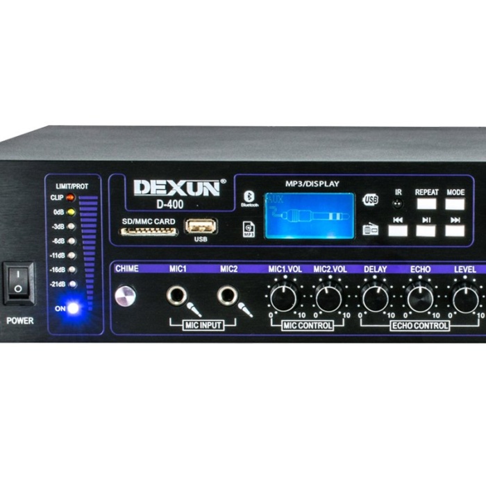 DEXUN D-400 500 W 100V/70V/4-16 OHM USB/SD/BT 6 BÖLGELİ 3 MİK 3 AUX GİRİŞLİ TRAFOLU MIXER ANFİ (4434)