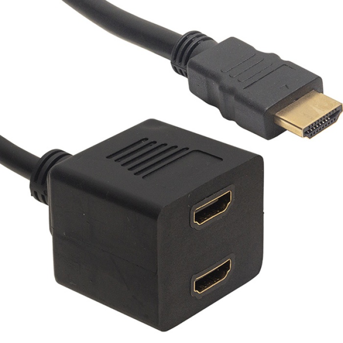 HDMI ERKEK-HDMI DİŞİ X 2 ADAPTÖR ÇİPSETLİ HDMI ÇOKLAYICI 30 CM KABLO (4434)