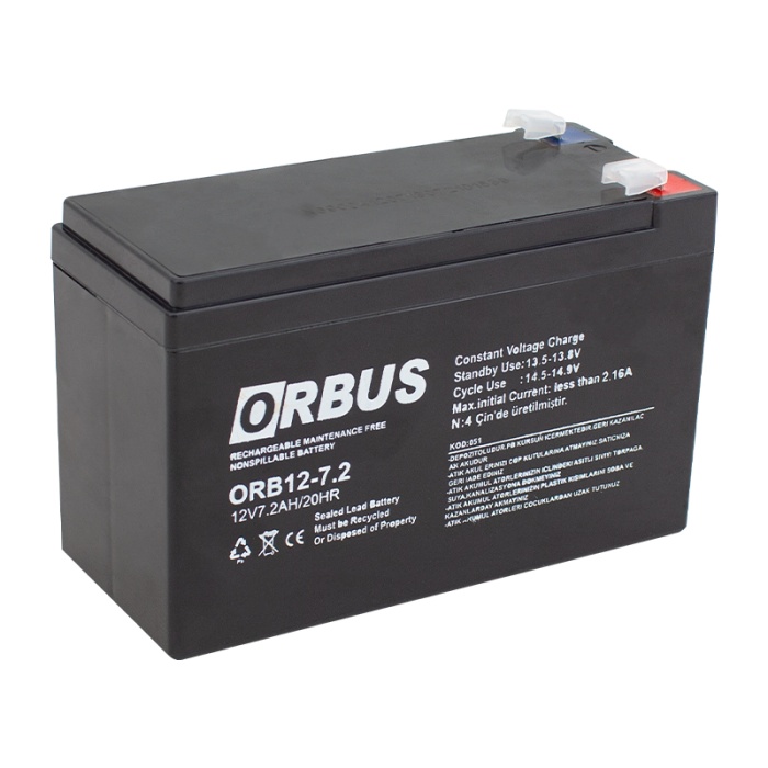 AKÜ 12 VOLT 7.2 AMPER ORBUS UPSLER İÇİN ORB12-7.2 (150 X 65 X 90 MM) (4434)