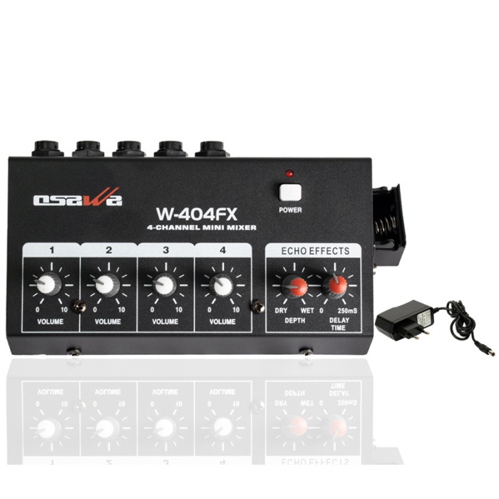 OSAWA W-404FX MİK GİRİŞ-1 LINE ÇIKIŞ EKOLU MİK ÇOĞALTICI 4 KANAL MINI MIXER 20 DB ADAPTÖRLÜ (4434)