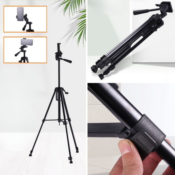 Telefon ve Fotoğraf Makinası Takılabilen Bluetooth Kumandalı 146 cm Tripod (4434)