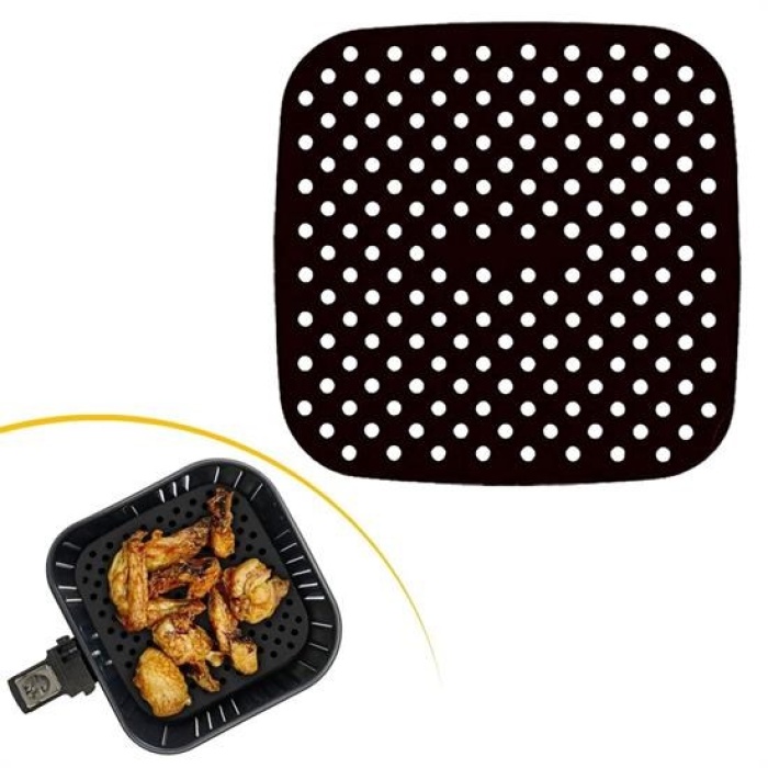 Renkli Isıya Dayanıklı Yıkanılabilir Silikon Fırın Ve Airfryer Kare Pişirme Matı 21,5 Cm (4434)