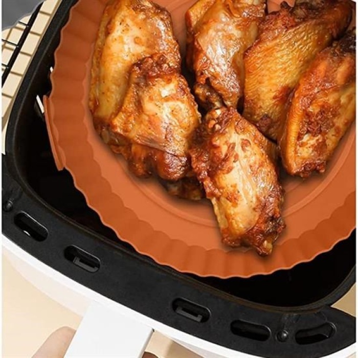 Renkli Isıya Dayanıklı Yıkanılabilir Silikon Fırın Ve Airfryer Yuvarlak Pişirme Matı 20 Cm (4434)