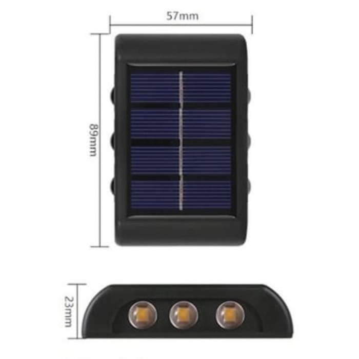 6 Ledli Solar Güneş Enerjili Aplik Led, Dekoratif Duvar Monteli Gün Işığı Led (4434)