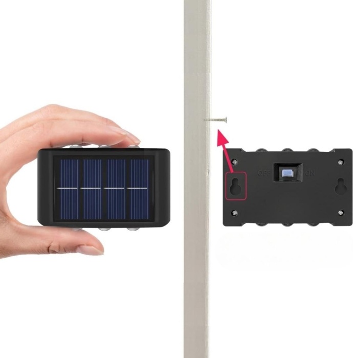 6 Ledli Solar Güneş Enerjili Aplik Led, Dekoratif Duvar Monteli Gün Işığı Led (4434)