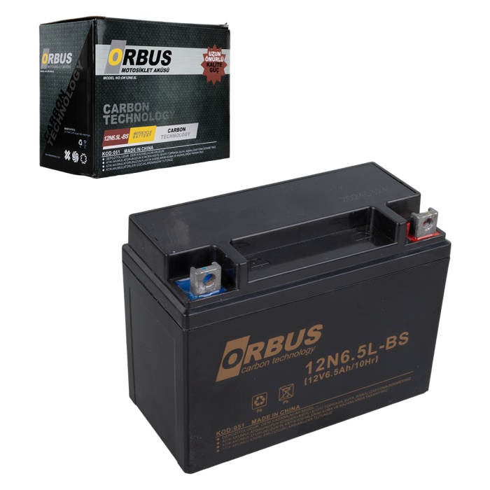 ORBUS 12N6.5L-BS 12V 6.5A MOTOSİKLET AKÜSÜ (139 X 66 X 100 MM) (2.05KG) (4434)