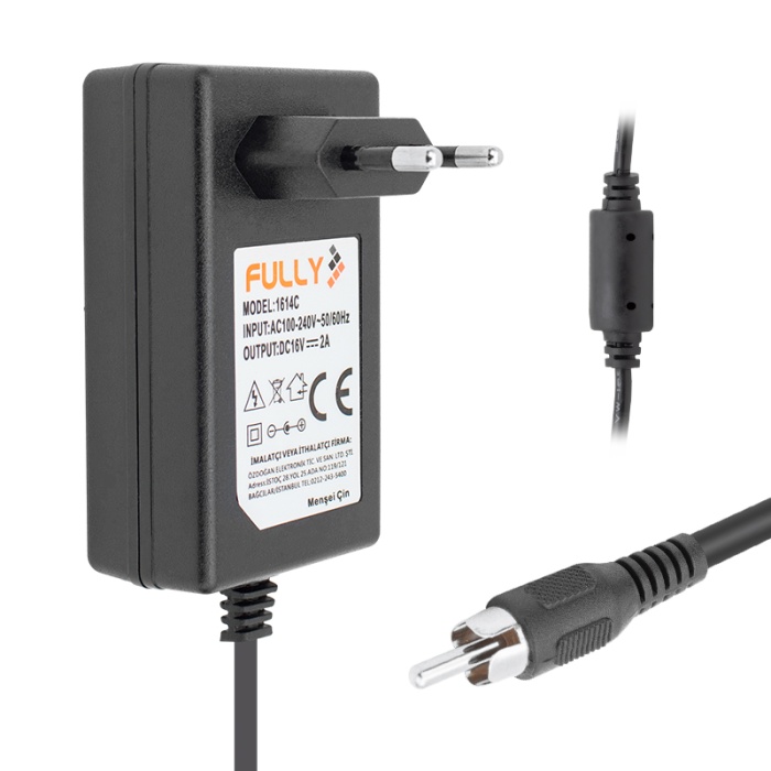 FULLY O-1614C 16 VOLT 2 AMPER TOS RCA UÇLU SANTRAL ADAPTÖRÜ (4434)