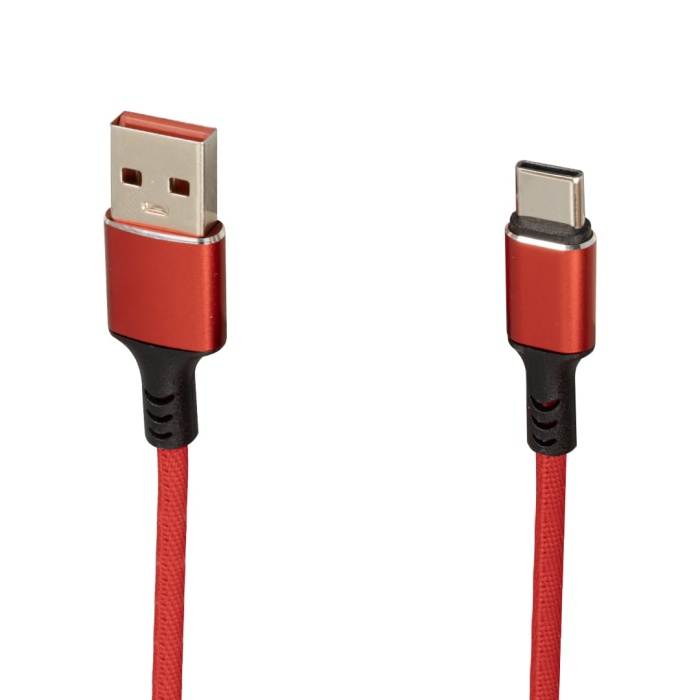 WK-22024 USB TO TYPE-C ÖRGÜLÜ KIRMIZI ŞARJ KABLOSU (NO:14) (4434)