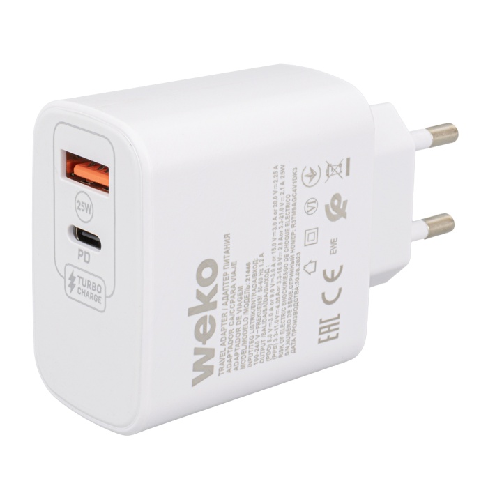 WK-21446 S11-UC 25 WATT 3.0 AMPER TYPE-C + USB ŞARJ BAŞLIK ADAPTÖRÜ (4434)